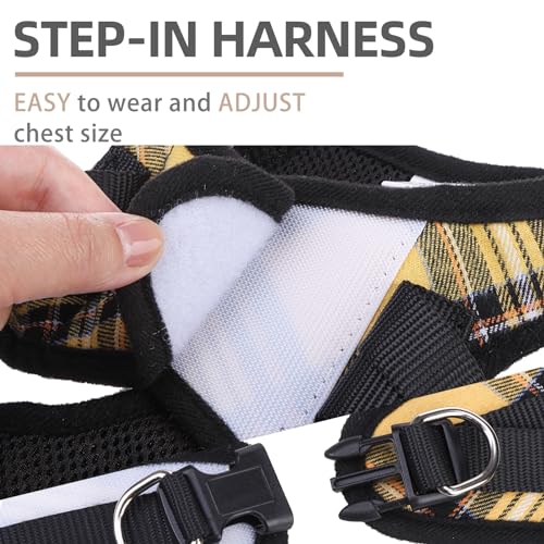 Dog Harness Collar and Leash Set No Pull for Small Medium Sized (Yellow / L (CHEST 18"-20"))