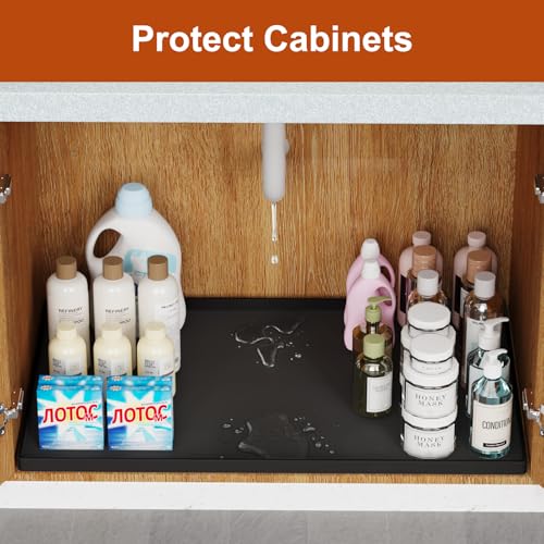 22" x 19" Extra Thick Silicone Mat Waterproof with Raised Edge (Black / 22"L x 19"W)