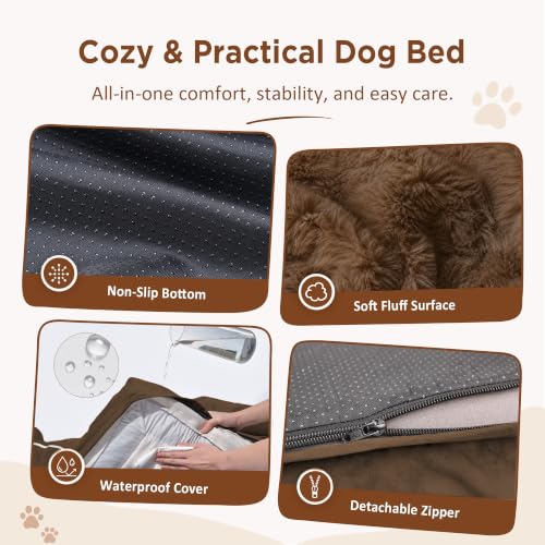 Waterproof Orthopedic Dog Beds for Large Sized Dog (36.0"L x 27.0"W x 8.0"Th / Chocolate Brown)