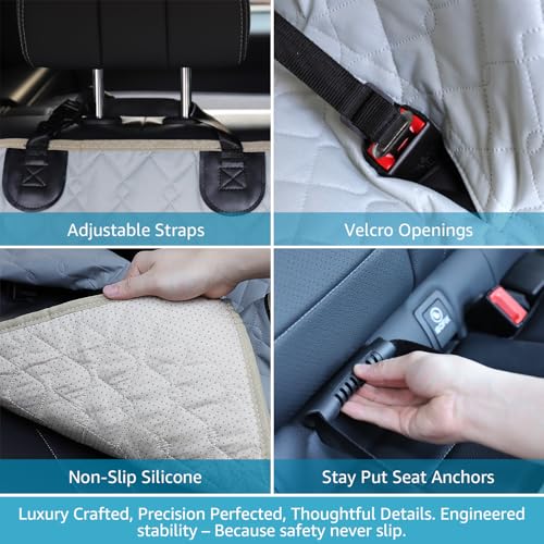 Dog Car Seat Covers for Back Seat with 2 Seat Belts (Standard / Gray)