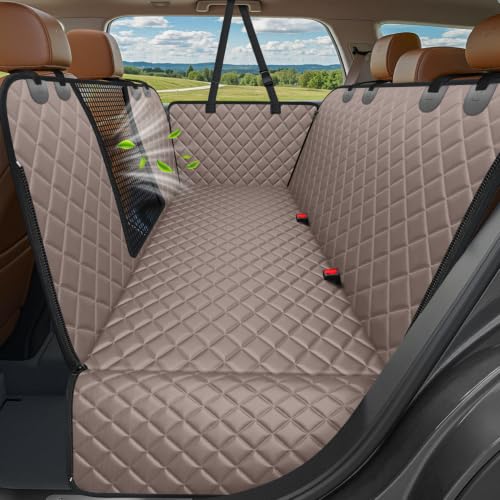 4 in 1 Dog Car Seat Cover for Back Seat (Khaki / Standard - 54" Length)