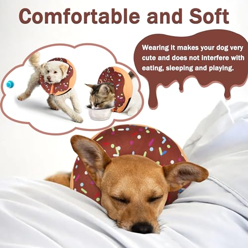 Recovery Donut Collar for Dogs & Cat (Brown / M（neck 8"-11"）)