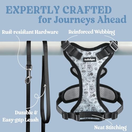 Cat Harness and Leash Set (S / Doodle Gray)