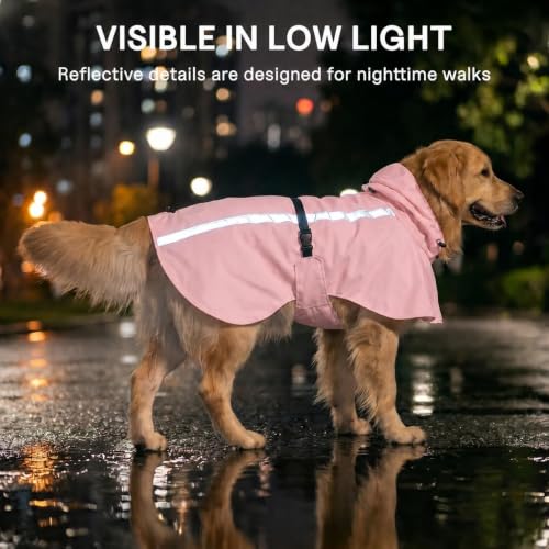Stretch Fabric Dog Raincoat with Hood (Cherry Blossom Pink / Small)