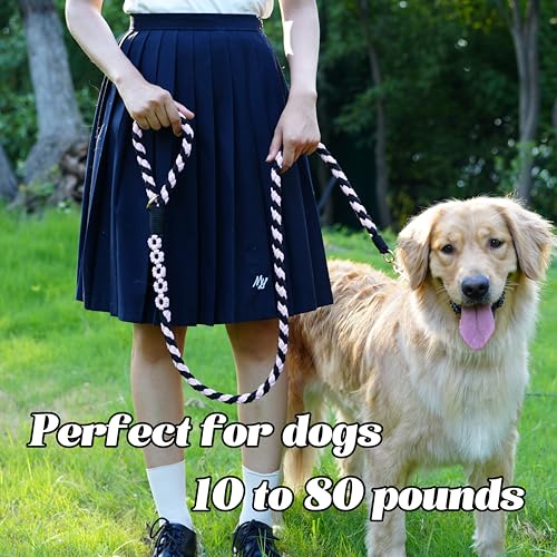 5FT Braided Cotton Rope Leash for Small (Midnight Rose)