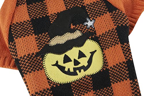Orange Black Plaid Fashion Pet Halloween Costume Clothes Pumpkin Dog Sweater for Dogs (Large / Orange Black Plaid)