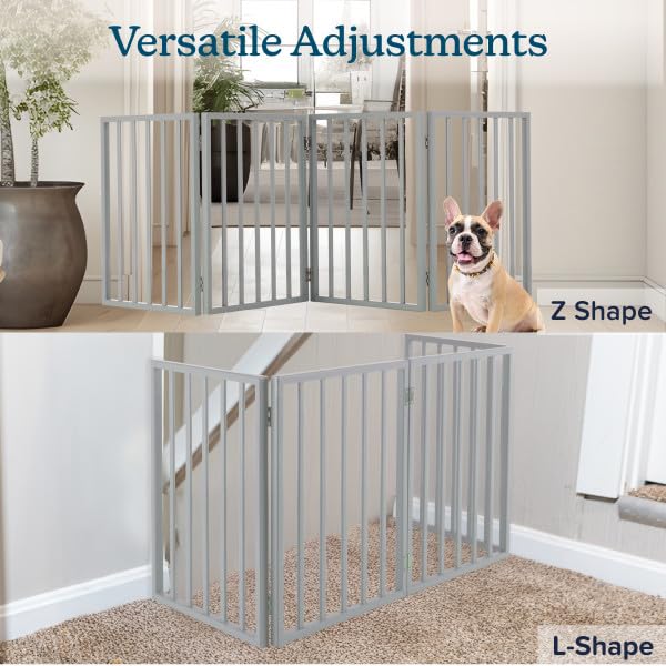 Pet Gate 4 Panel Freestanding Dog Gate Indoor (Gray / 4 Panel)