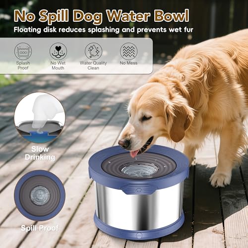 12L Dog Water Bowl No Spill Stainless Steel for Slow Drinking Blue (12L / Blue)