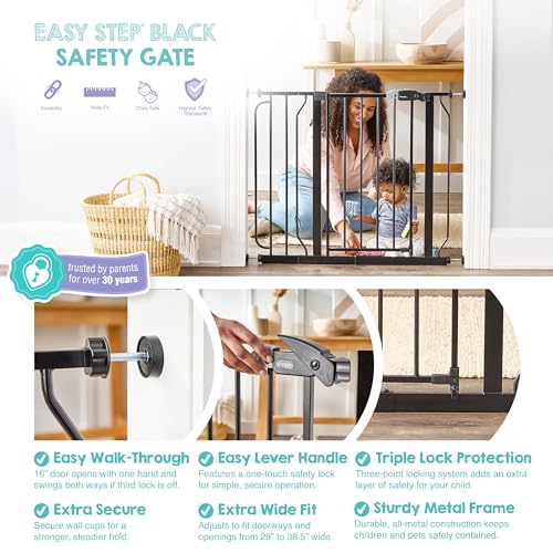 Safety 29" 38.5" Easy Step Baby Gate (Black / 29-38.5"W x 30"H)