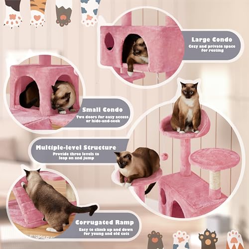 54in Cat Tree Tower (Pink / 54in)