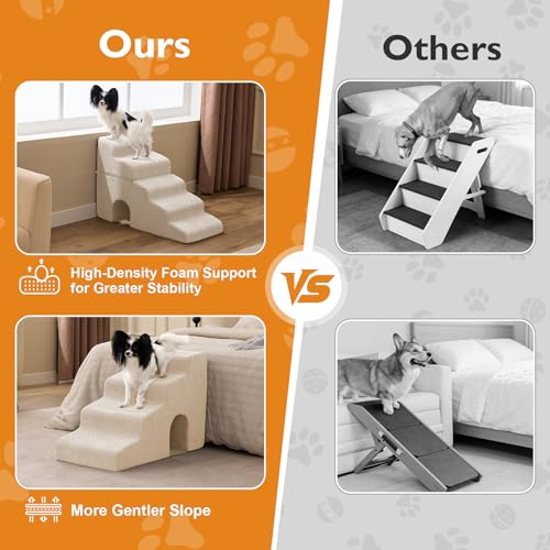 Dog Stairs for Small Dogs 16’’ H (Beige / Standard 15.5''x25.8''x16'')
