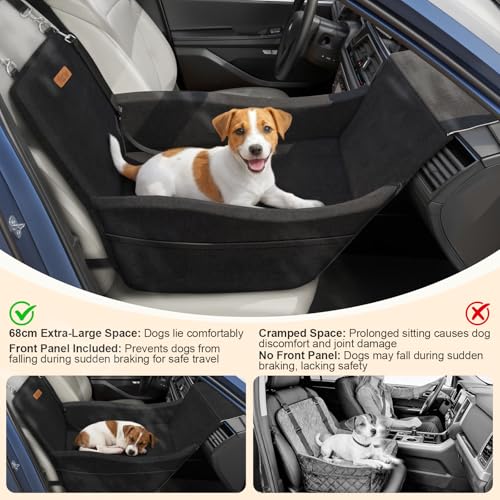 Elevated Dog Car Seat for Small and Medium Dogs Up to 35 lb (Black)