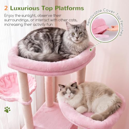 Cat Tree Tower for Indoor Cats Large Adult (Pink / XXL)