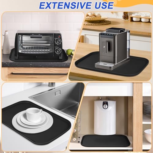 Waterproof Silicone Pet Food Mat with Raised Edge for Dog & Cat (Black / 24"L x 16"W)