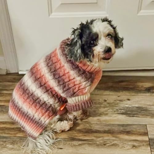 Color Block Dog Sweater for Small Medium Dog Turtleneck Thermal Knit (X-Large (30-42lbs) / 05# Purple)