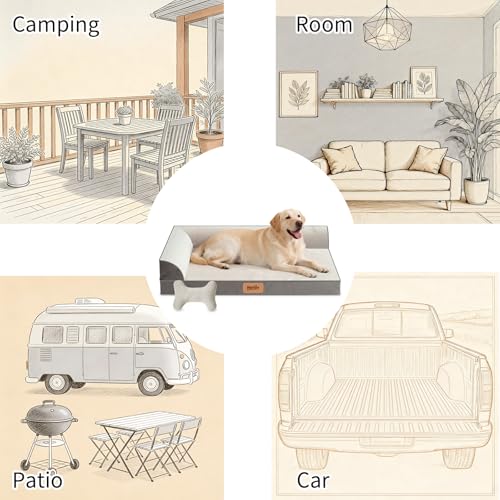 Large Dog Bed with Cooling Gel Memory Foam (Large)