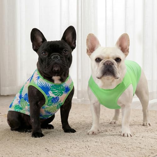2Pack Dog Shirts for Small Dogs Breathable Mesh Tank Top (Large (13-19lbs) / 2# 2Pack (Hawaii+Green))