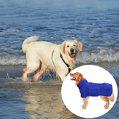 Pineapple Grid Fast Drying Super Absorbent Dog Cat Bath Robe Towel (Medium / Blue(Pineapple grid))