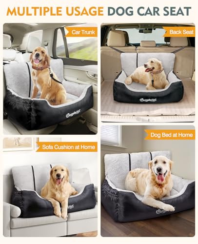 Dog Car Seat for Small Dogs & Cats Under 55 lbs (Black / Large)