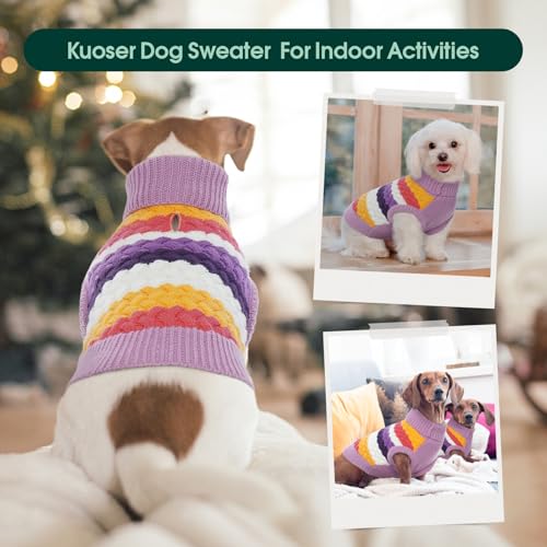 Dog Sweater Thermal Dog Sweaters for Medium Dogs Girl Boy (Medium (Chest: 15.7''; Weight: 9 - 13LB) / Purple)