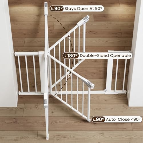 29.7 51" Extra Wide Baby & Dog Safety Gate for Stairs & Doorways (White / 29.7-51"W x 30"H)