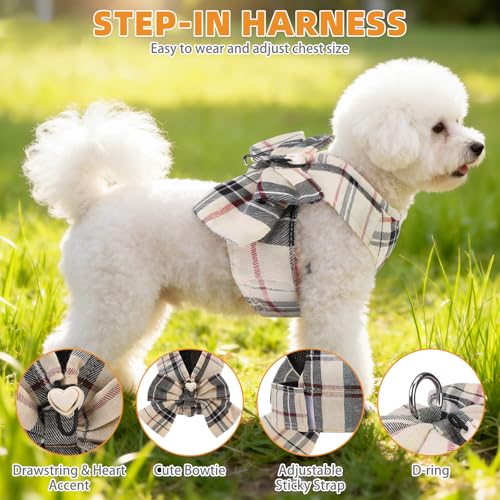 Small Dog Harness and Leash Set (Beige / S (Chest Girth: 13.8"-15.7"))