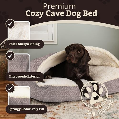Rectangle Cozy Cave Dog Bed (Merlin Linen / Small)