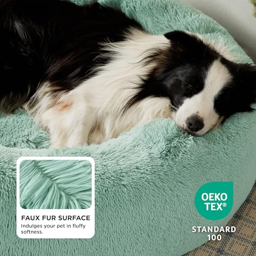 Calming Dog Beds Large Sized Dog Donut Washable Pet Bed (36"L x 36"W x 10"Th / Apple Green)