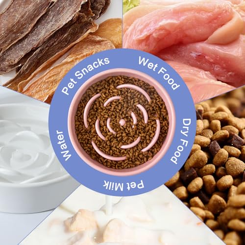 8.25'' Ceramic Slow Feeder Dog Bowls (8.25 inch / Pink)