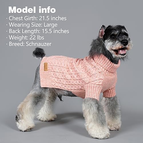 Dog Sweater for Small Dogs Turtleneck Thick Knit with Sleeves (Large (20-30lbs) / 09# Pink)