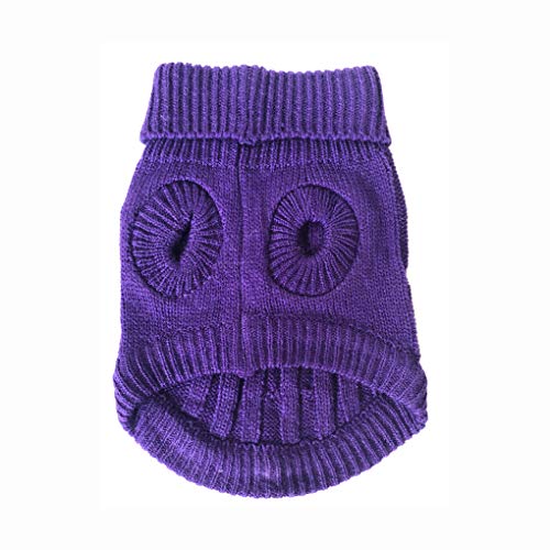 Dog Sweater Soft Warm Turtleneck Knitted Clothes for Small Medium Large Pet (Purple / Small)