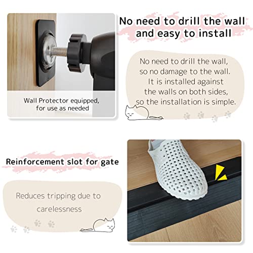 55.12" Extra Tall Pet Gate for Cat Dog 30.12" (55.12" H-black / 30.12"-34.05" W)