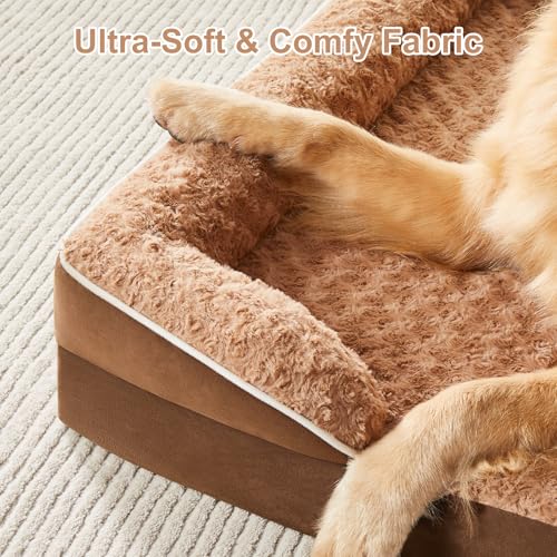Orthopedic Washable XXL Dog Bed for Senior Dog Cozy Sleep (54.0"l X 36.0"w X 7.0"th / Light Brown)