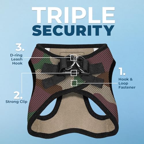 Voyager Step in Air All Weather Mesh Harness and Reflective Dog 5ft Leash Combo with Neoprene Handle (Army/Black Trim / S (Chest: 14.5 - 16"))