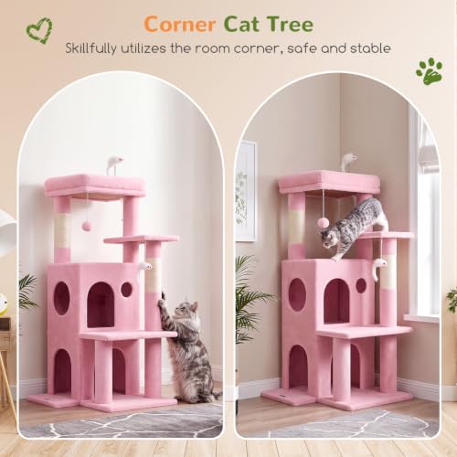 Cat Tree Tower for Indoor Cats Large Adult (Pink / XL)