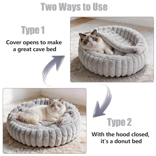 Cat Beds for Indoor Cats (24 x 24 inches / Light Gray)