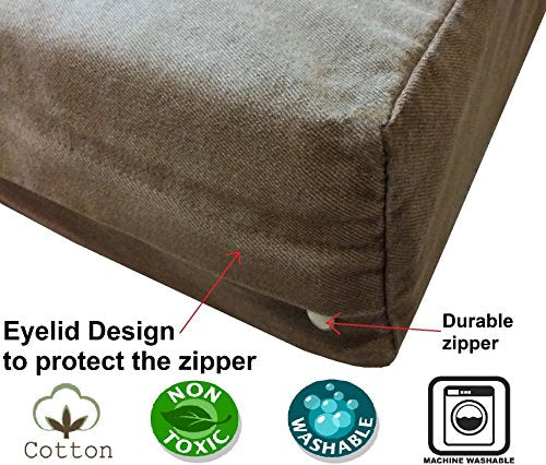 Orthopedic XXL Memory Foam Dog Bed for Large Pet (XXL 55" Length X 37" Width / Denim in Brown)