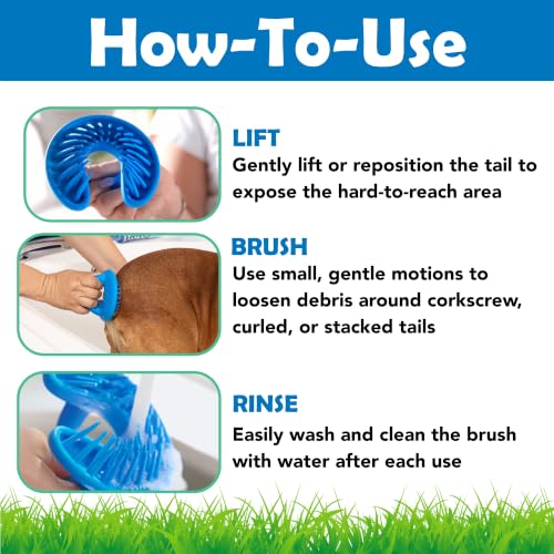 Nub Brush Corkscrew Tail Dog Brush for Bulldogs Silicone Grooming Brush for Trapped Hair