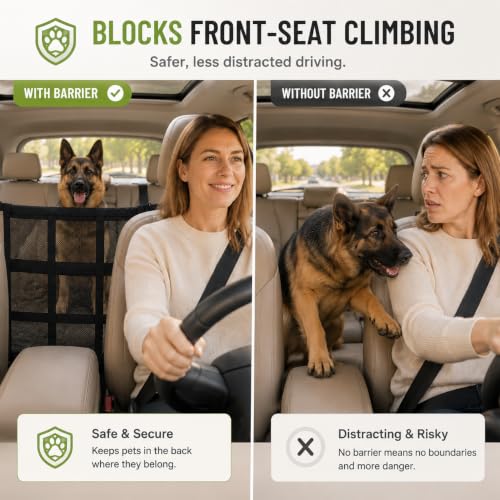 Car Dog Barrier with Storage Pocket