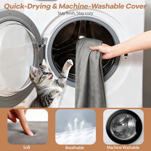 Cat Heating Pad for Bed Wamming (21.65"L x 13.77"W / Grey)