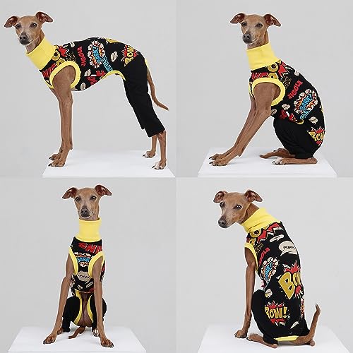 D Doggy Star Italian Greyhound Clothes Stretchable Bow Sleeveless Onesie Whippet for Dog (2XL / Onesie Bow Black)