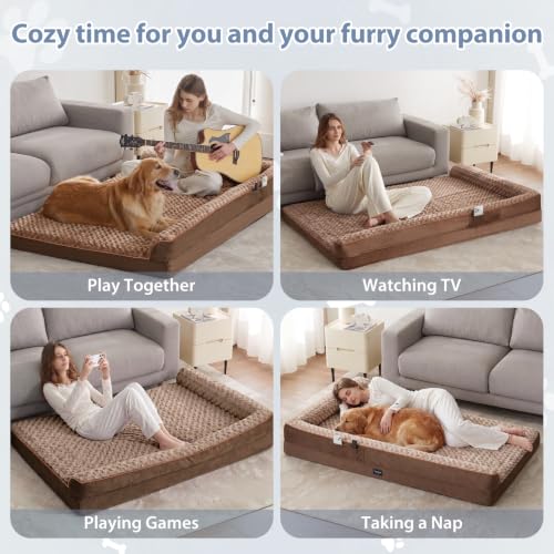 Orthopedic Washable Dog Bed (Beige Coffee / 61.0"l x 43.0"w x 7.5"th)