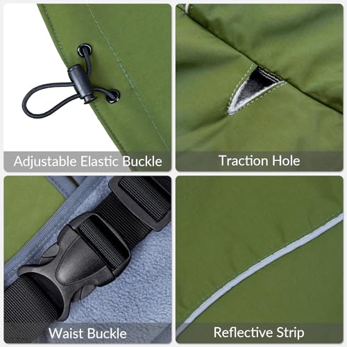 Waterproof Dog Raincoat (Green (Velvet Lining) / S)