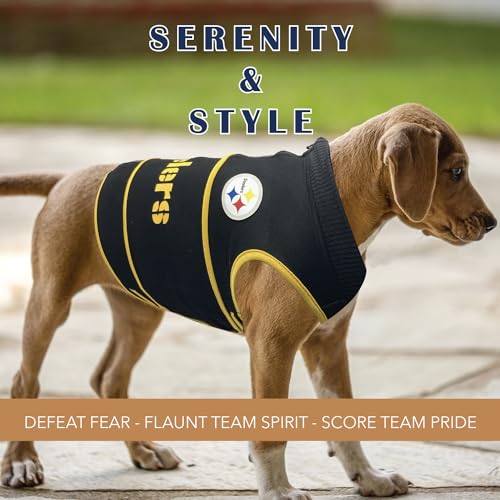 NFL Pittsburgh Steelers Dog Anxiety Shirt Calming Soothing Solution Vest for Dogs (Pittsburgh Steelers / Extra Small)