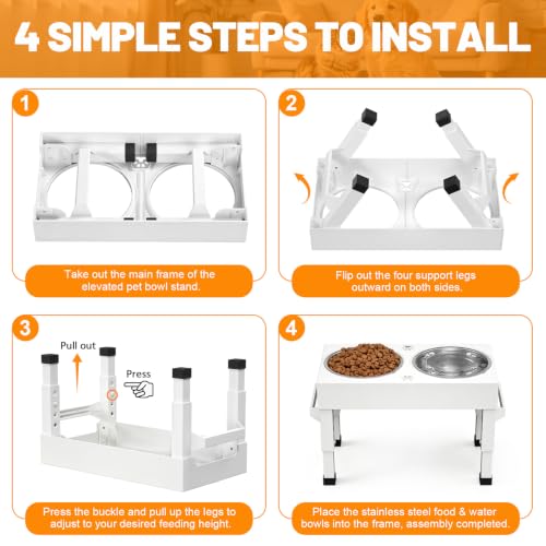Elevated Dog Bowls Stand Large Breed (White)