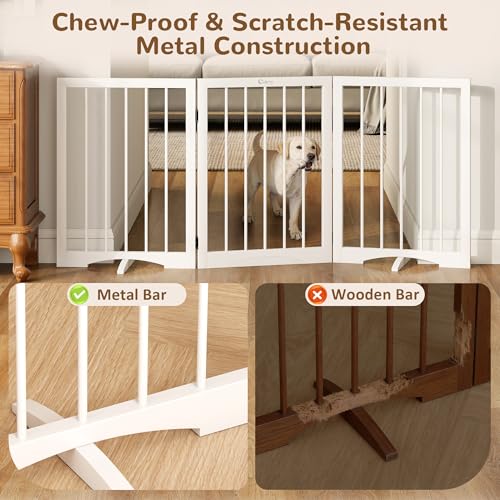 Free Standing Dog Gate Indoor (White / 3-Panel, 24"Tall)