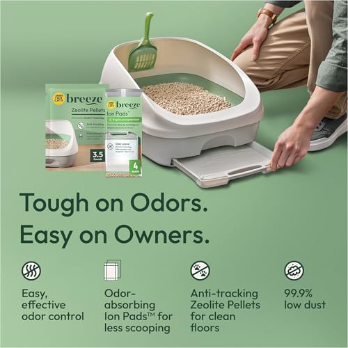 Breeze Cat Litter Box System Kit with Pellets & Pads (7.8 Pound (Pack of 1) / Green)