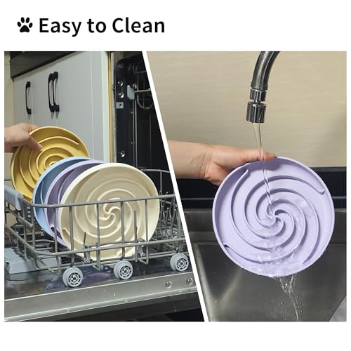 Slow Feeder Dog Bowls (Medium / White and Purple)