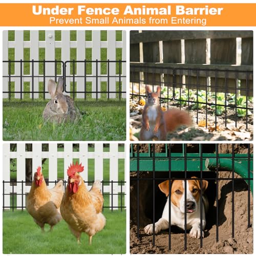 Garden Fence Animal Barrier (30 Panels-42.5ft(L)x13in(H) / Black)