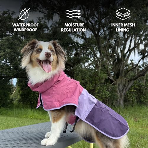 Dog Raincoat Waterproof Rain Jacket w (Pink Lilac Purple / 3XL)